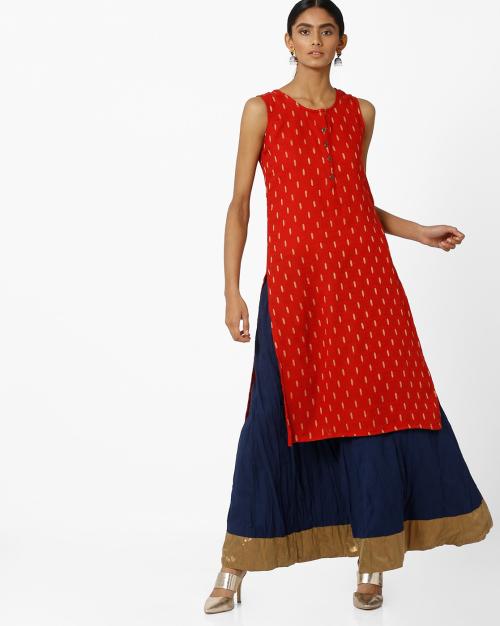 Printed Straight Kurta with Lehenga