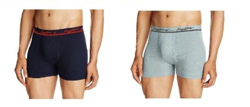 Rupa Frontline Men's Navy, Grey Solid Cotton Pack of 2 Trunks