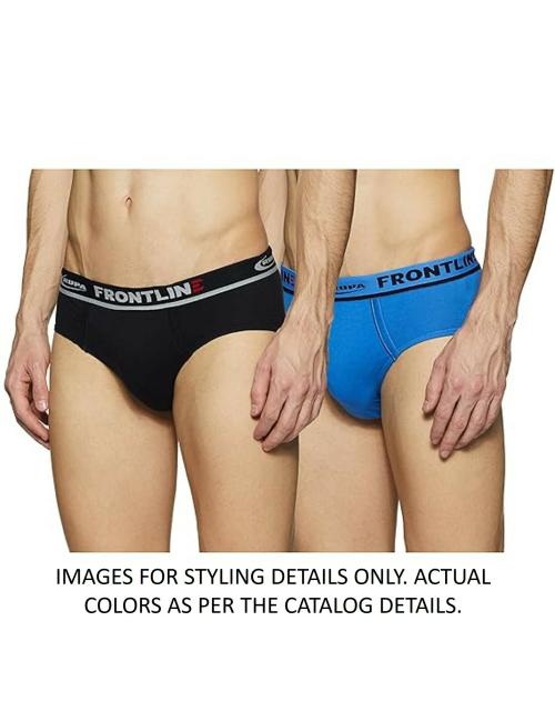 Rupa Frontline Men's Charcoal, Navy Solid Cotton Pack of 2 Briefs