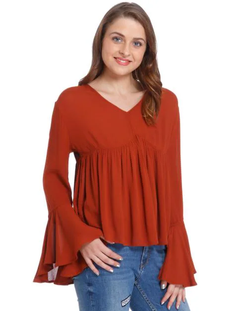 V-neck Top with Bell Sleeves