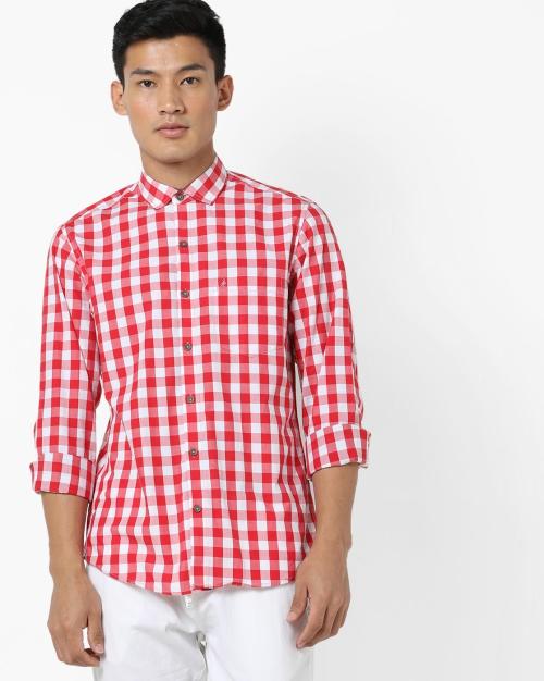 Checked Slim Fit Shirt with Patch Pocket