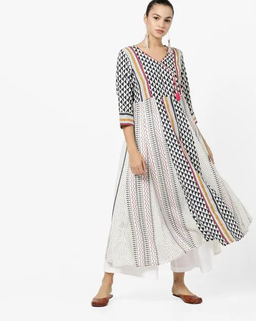 Geometric Print Angrakha Kurta