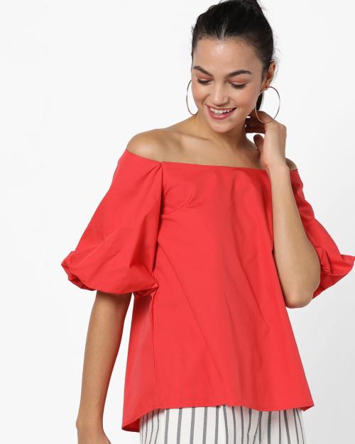 Off-Shoulder Top with Balloon Sleeves