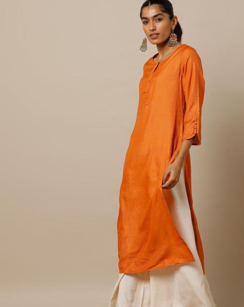 Straight Kurta with Short Button Placket