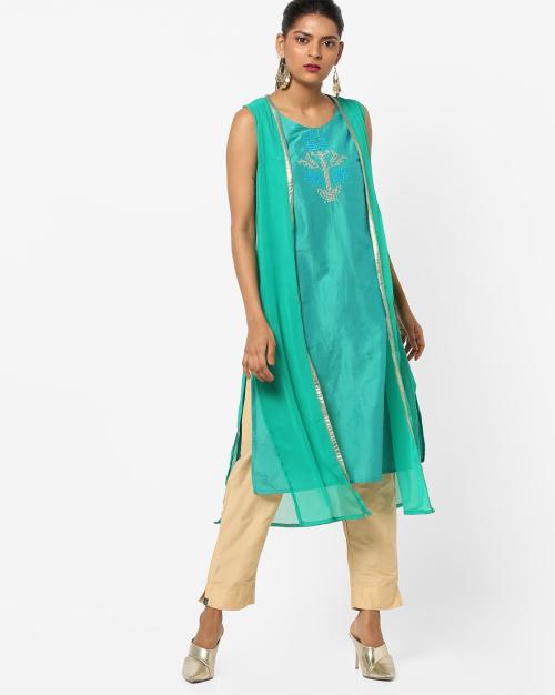 Sleeveless Straight Kurta & Pants Set
