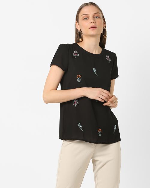 Sheer Top with Embroidery 