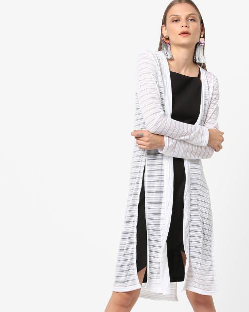 Self-Striped Longline Shrug
