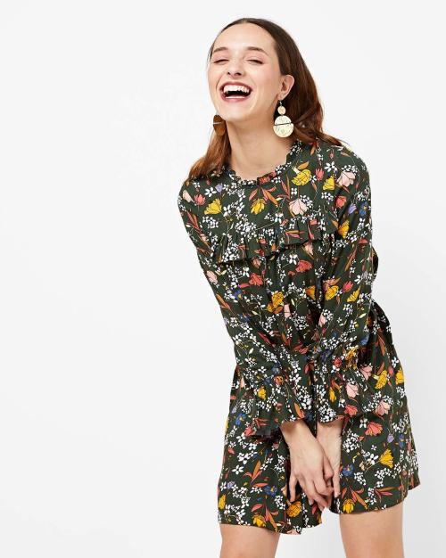 Floral Print Belted Dress