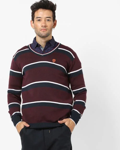 Striped Slim Fit Cardigans with Ribbed Hems