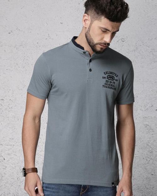 Slim Fit Polo T-shirt with Mandarin Collar