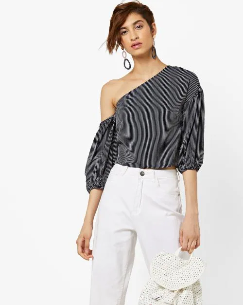Striped One-Shoulder Top