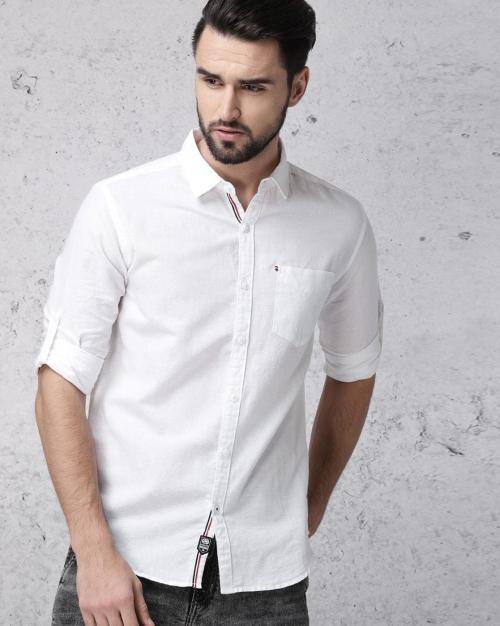 Slim Fit Shirt with Roll-Tab Sleeves