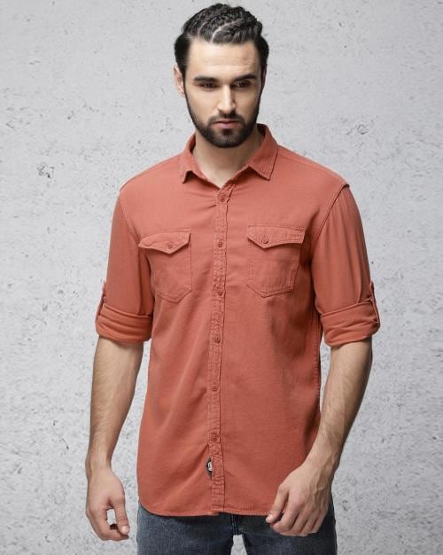 Slim Fit Shirt with Button-Flap Pockets