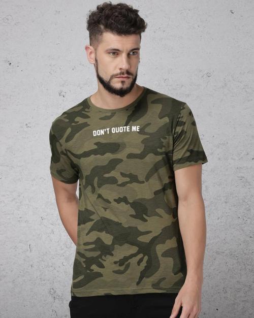 Camouflage Print Slim Fit Crew-Neck T-shirt
