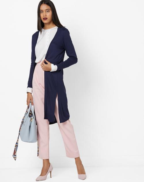 Open-Front Shrug with Sheer Lace Panel