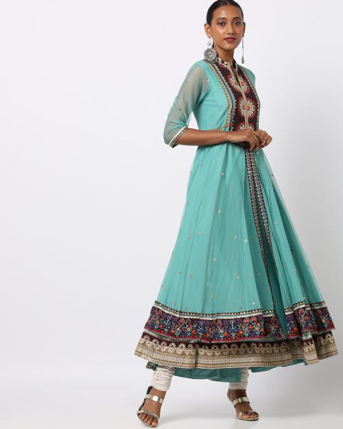 Layered Anarkali Kurta with Embellishments