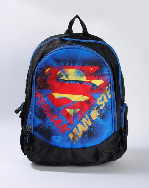 Super-Man Print Backpack with Front-Zip Pocket