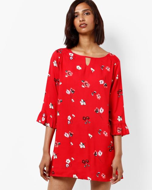 Floral Print Tunic with Cutout