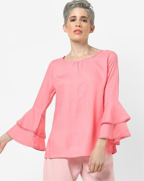 Top with Flounce Sleeves