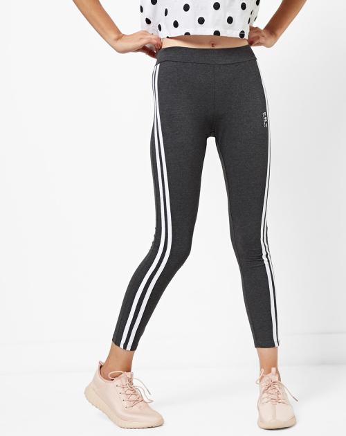Mid-Rise Leggings with Contrast Stripes