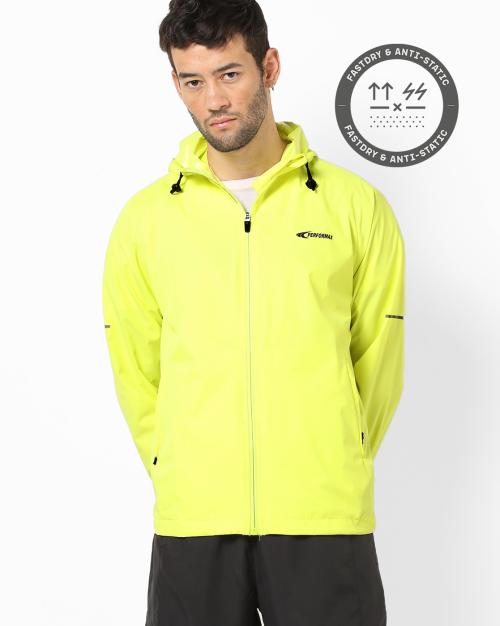 Wind Breaker Zip-Front Hooded Jacket with Insert Pockets