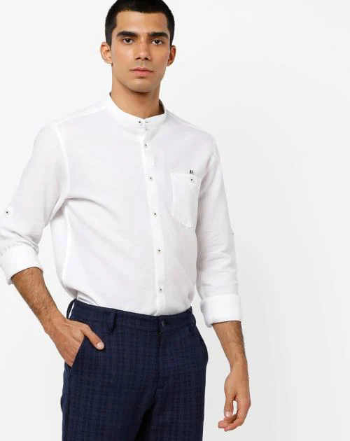 Slim Fit Shirt with Buttoned Patch Pocket