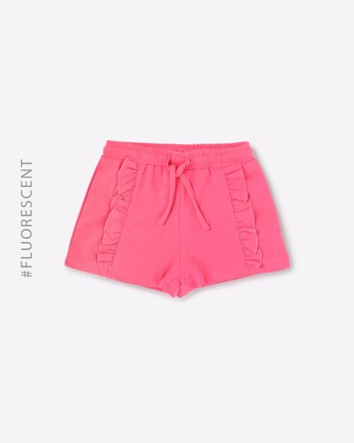 Mid-Rise Hot Pants with Ruffled Panels