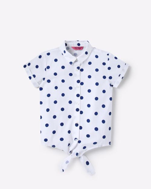 Polka-Dot Shirt top with Tie-Up