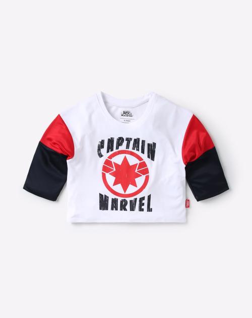 Captain Marvel Print Round-Neck T-shirt