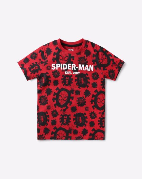 Spider-Man Print Round-Neck T-shirt
