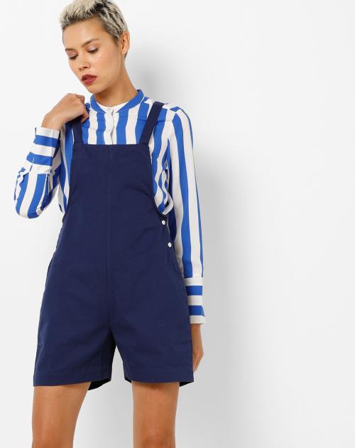 Denim Dungarees with Press-Button