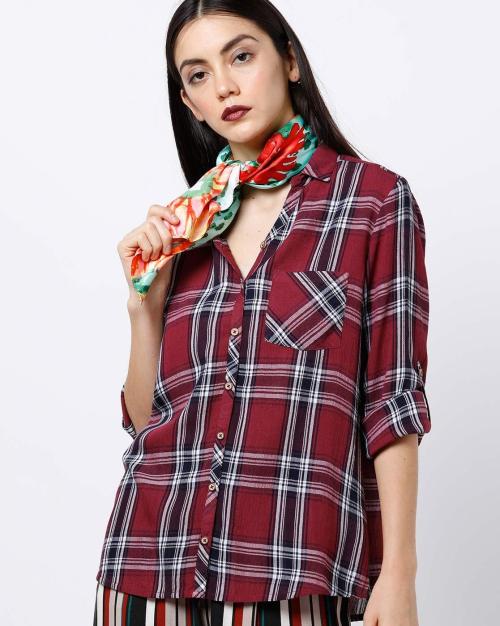 Checked Shirt with Roll-Up Tabs