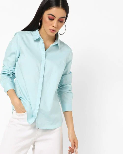 Concealed Button Placket Shirt