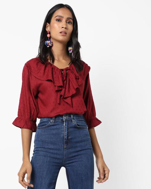 Ruffled Top with Tie-Up