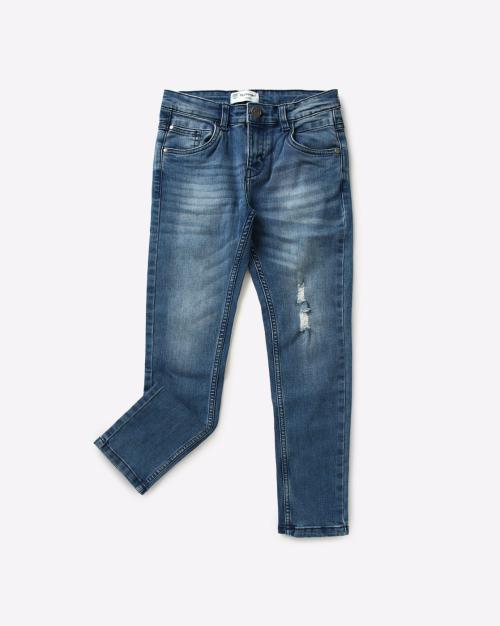 Mid-Rise Washed Mildly Distressed Jeans