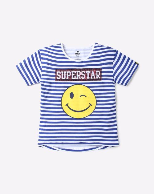 Smile Print Round-Neck T-shirt