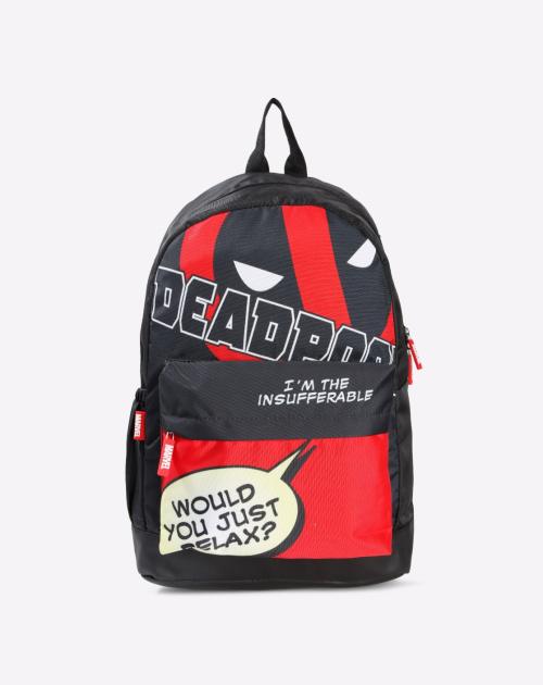 Deadpool Print Backpack with Outer Zip Pocket