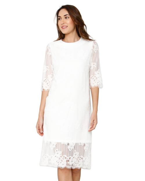 Lace Round-Neck Shift Dress