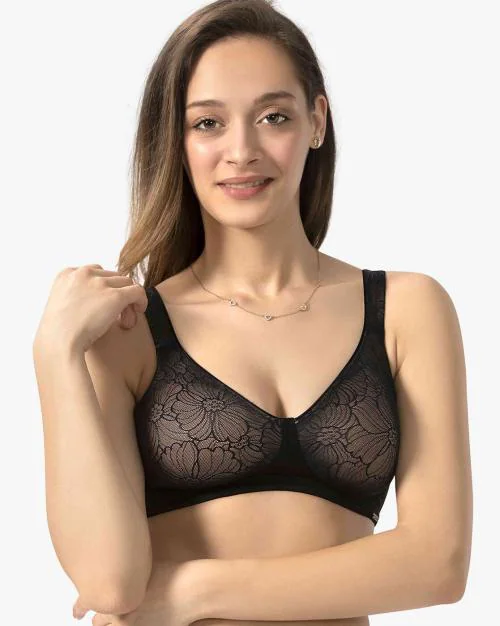Non-Padded Non-Wired Full Coverage Sheer Lace Minimiser Bra - BRA71901