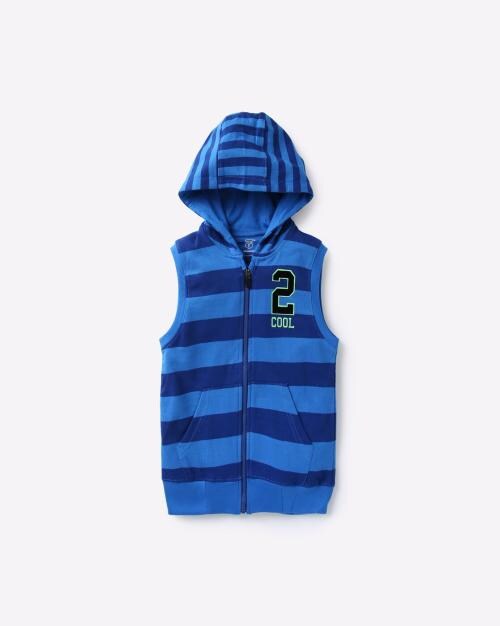 Sleeveless Striped Hoodie