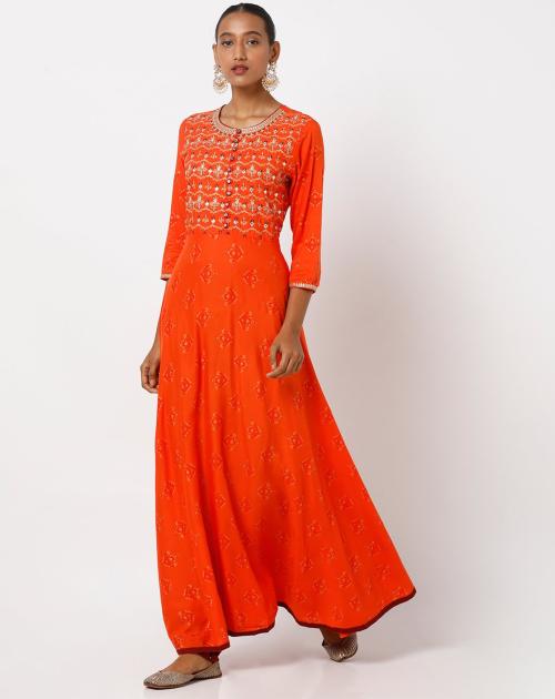 Printed Anarkali & Churidar Set