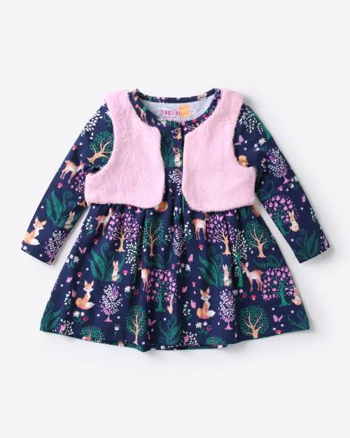 Printed Dress with Jacket