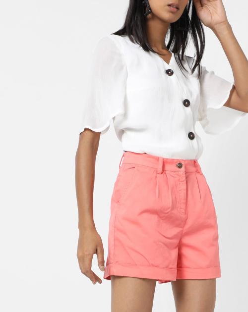 Double-Pleated Front Shorts