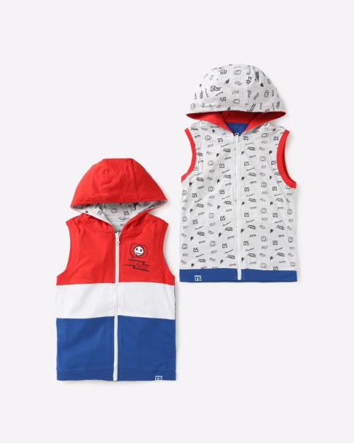Sleeveless Reversible Zip-Front Hoodie