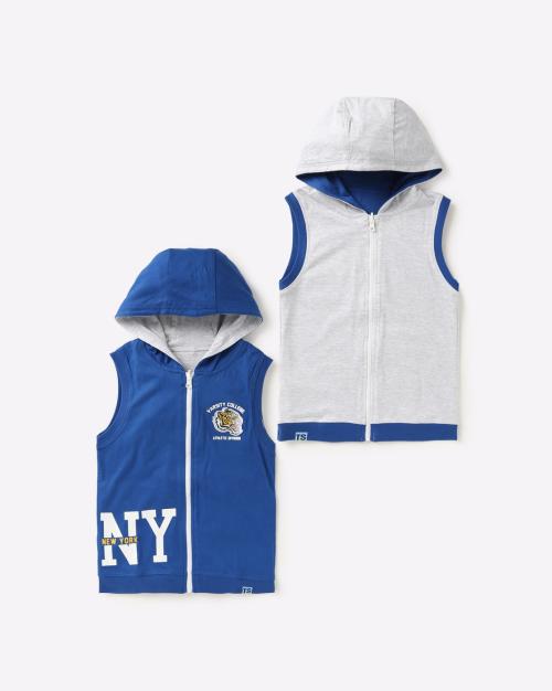 Sleeveless Reversible Zip-Front Hoodie