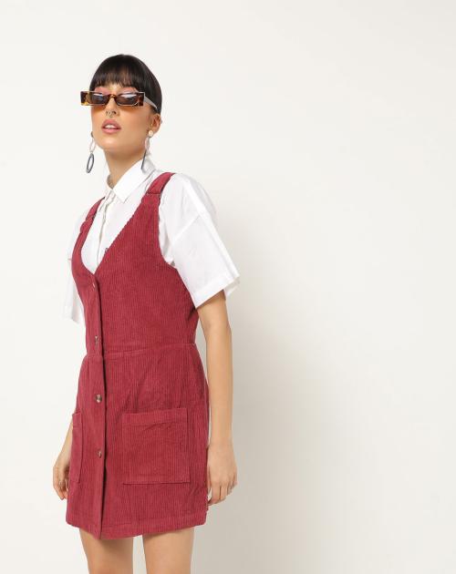 Corduroy Pinafore Dress with Insert Pockets