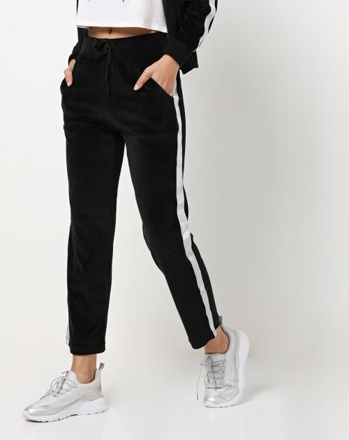 VELOUR TRACKPANTS, BLACK, XS