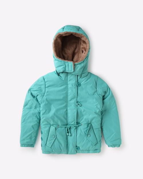 Zip-Front Jacket with Fur-Lined Hood