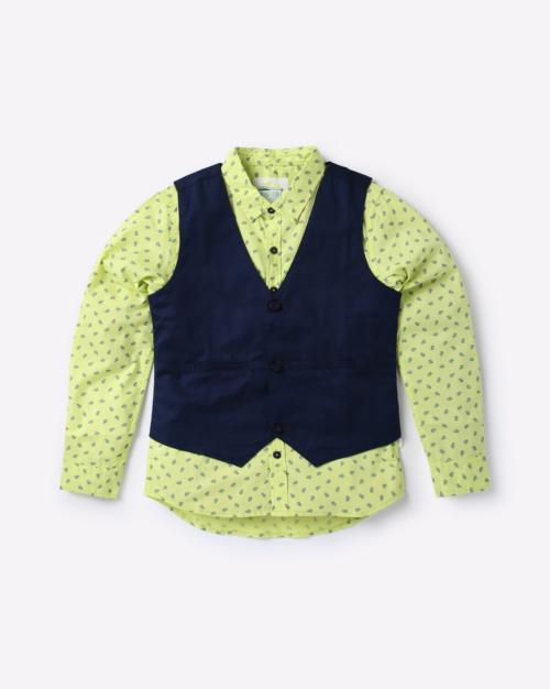 Printed Shirt with Waistcoat