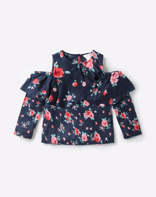 Floral Print Cold Shoulder Top